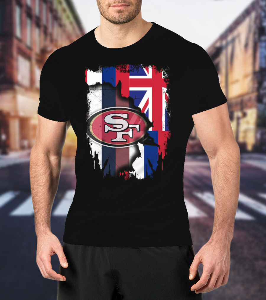 Hawaii 49ers SF Logo With Hawaiian Flag T-Shirt