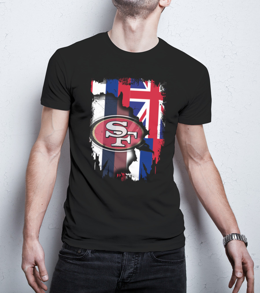 Hawaii 49ers SF Logo With Hawaiian Flag T-Shirt