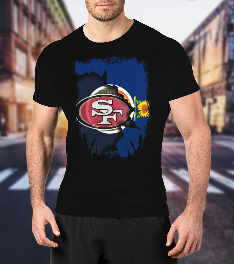 Together Kansas 49ers SF Football Logo Sunflower Flag T-Shirt