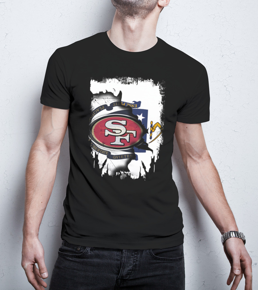Massachusetts And 49ers United Emblem T-Shirt