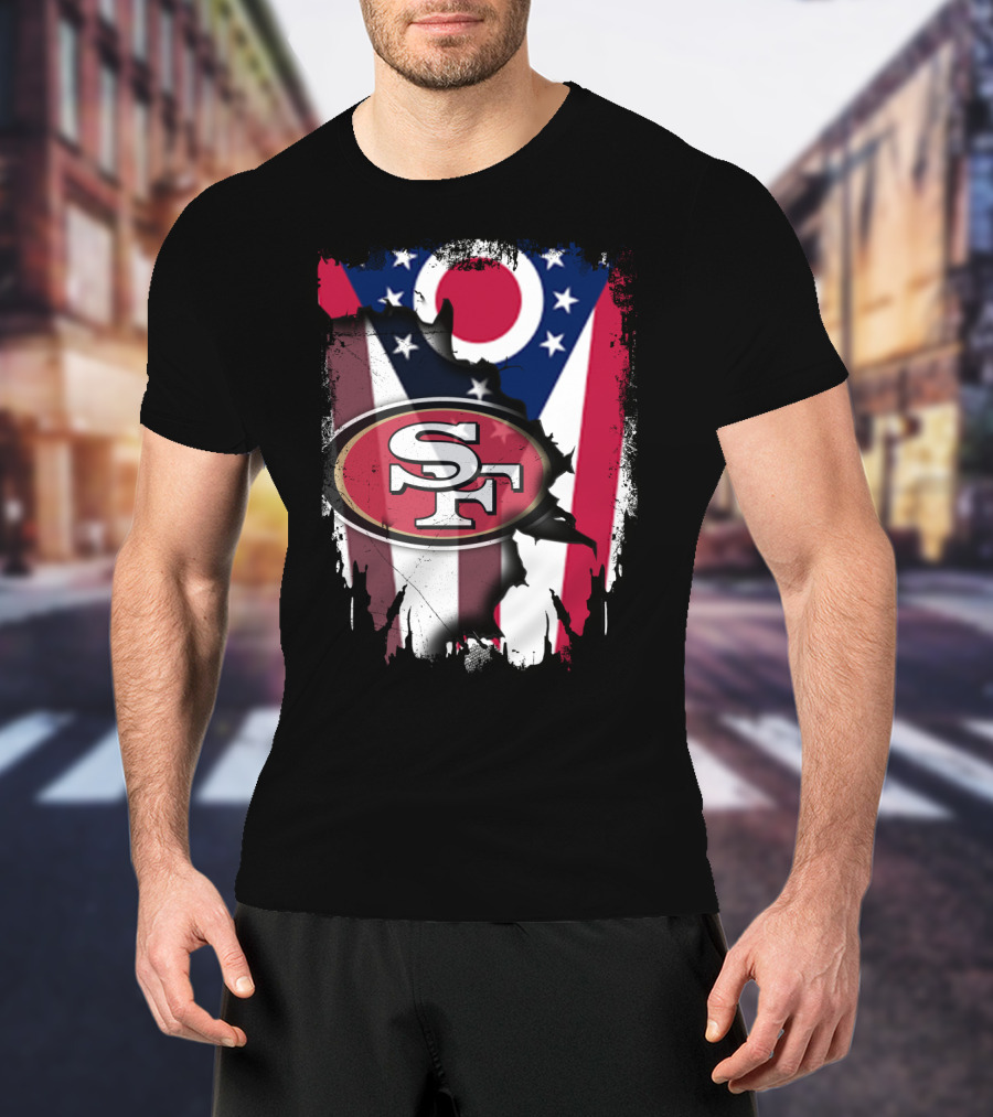 Ohio Flag San Francisco 49ers Sf Logo Fusion T-Shirt