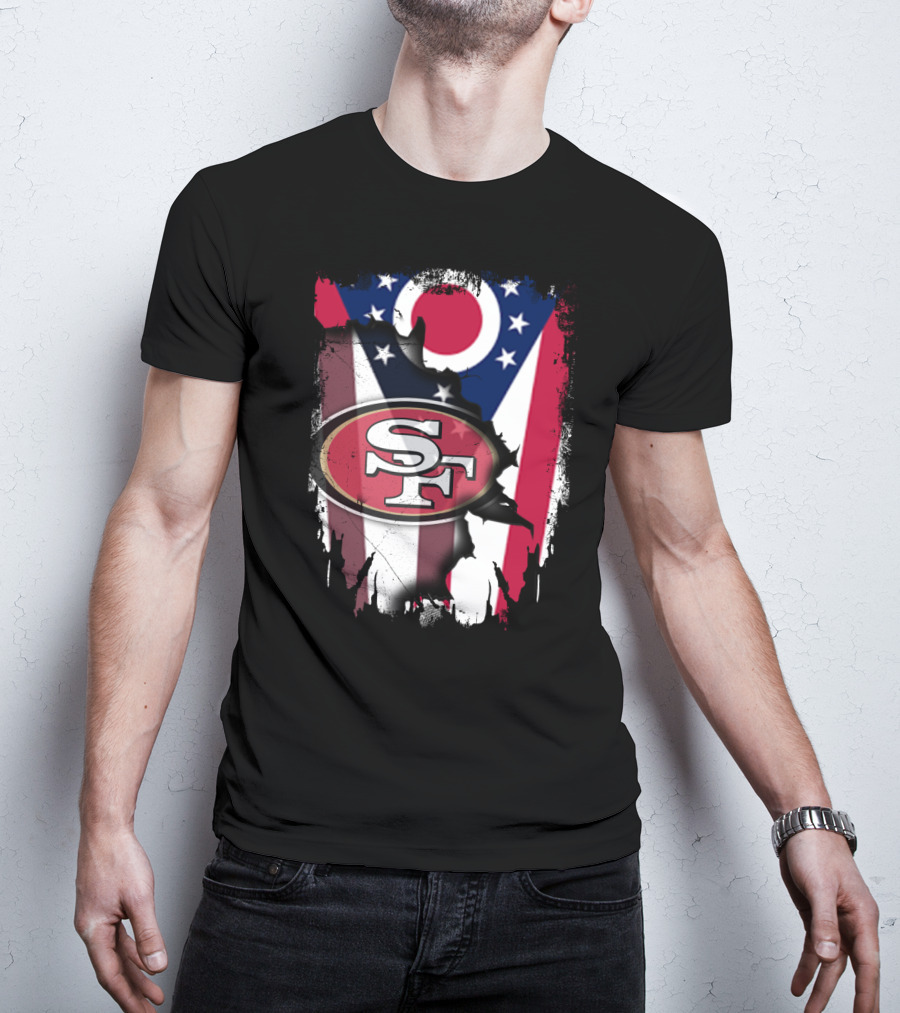 Ohio Flag San Francisco 49ers Sf Logo Fusion T-Shirt