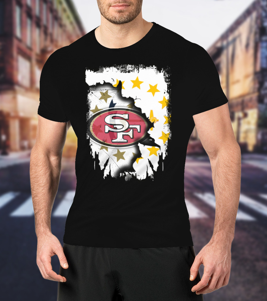 Together Rhode Island 49ers SF Logo Stars Map T-Shirt