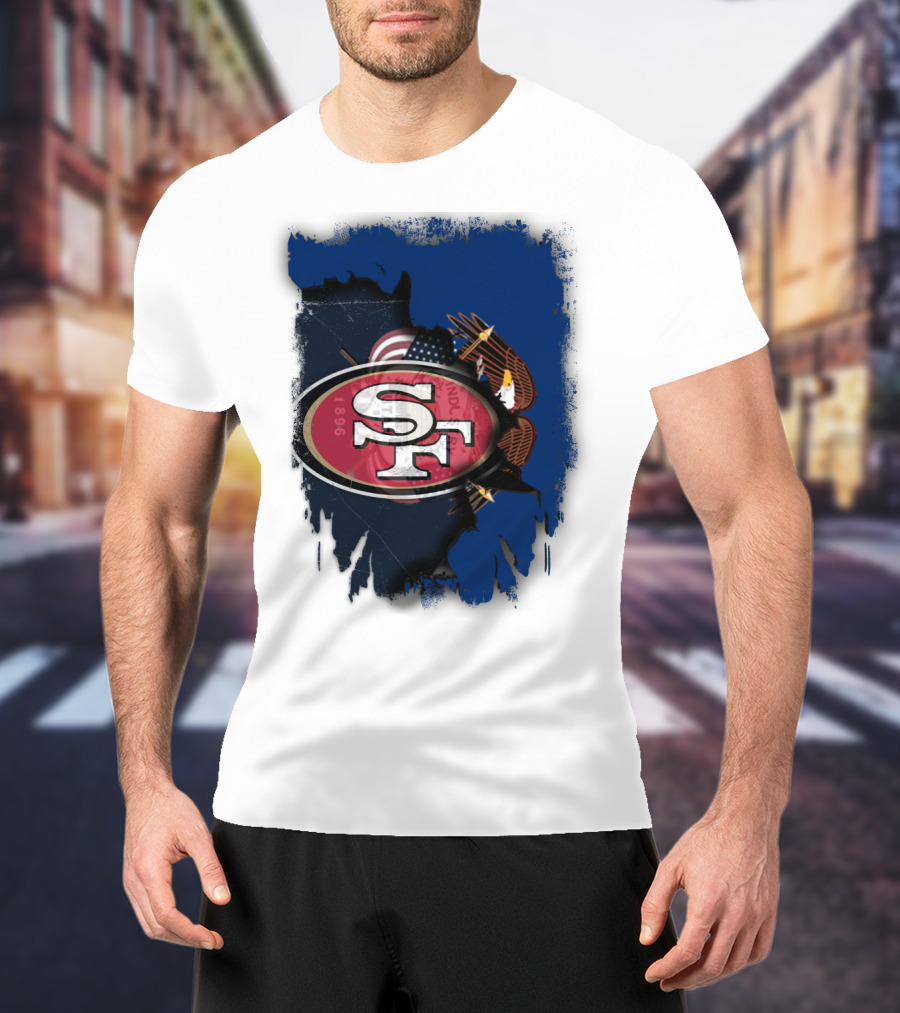 49ers And Eagle With American Flag T-Shirt