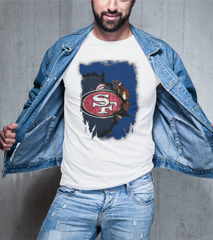 49ers And Eagle With American Flag T-Shirt