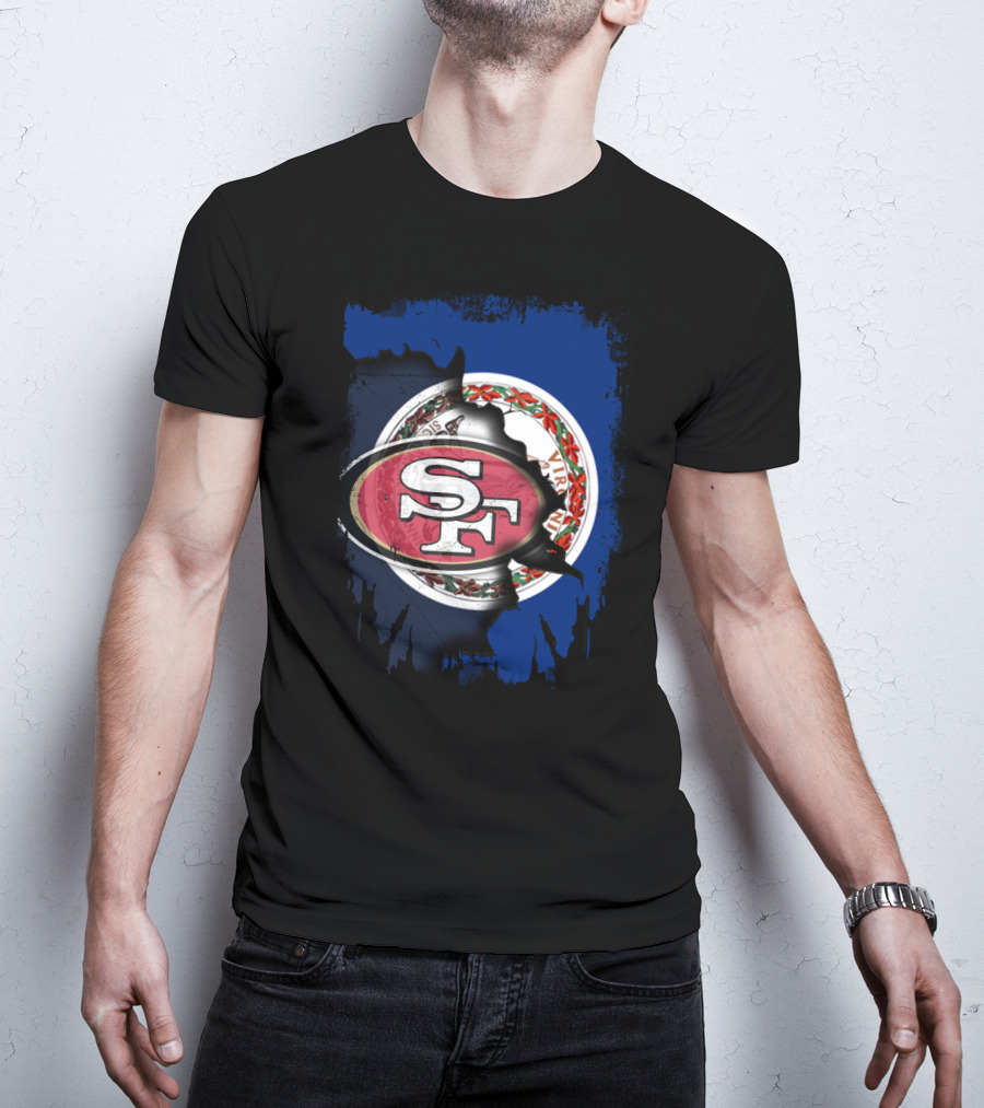 Virginia Flag And 49ers SF Logo Together T-Shirt