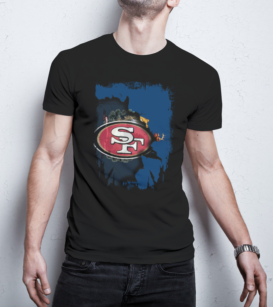 SF 49ers Emblem Overlaying Vermont T-Shirt