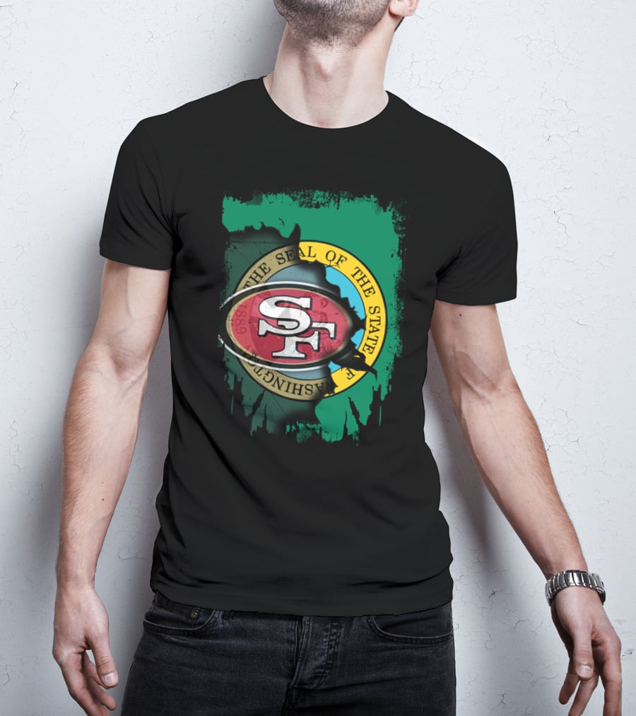 SF 49ers With Washington State Seal Clash T-Shirt