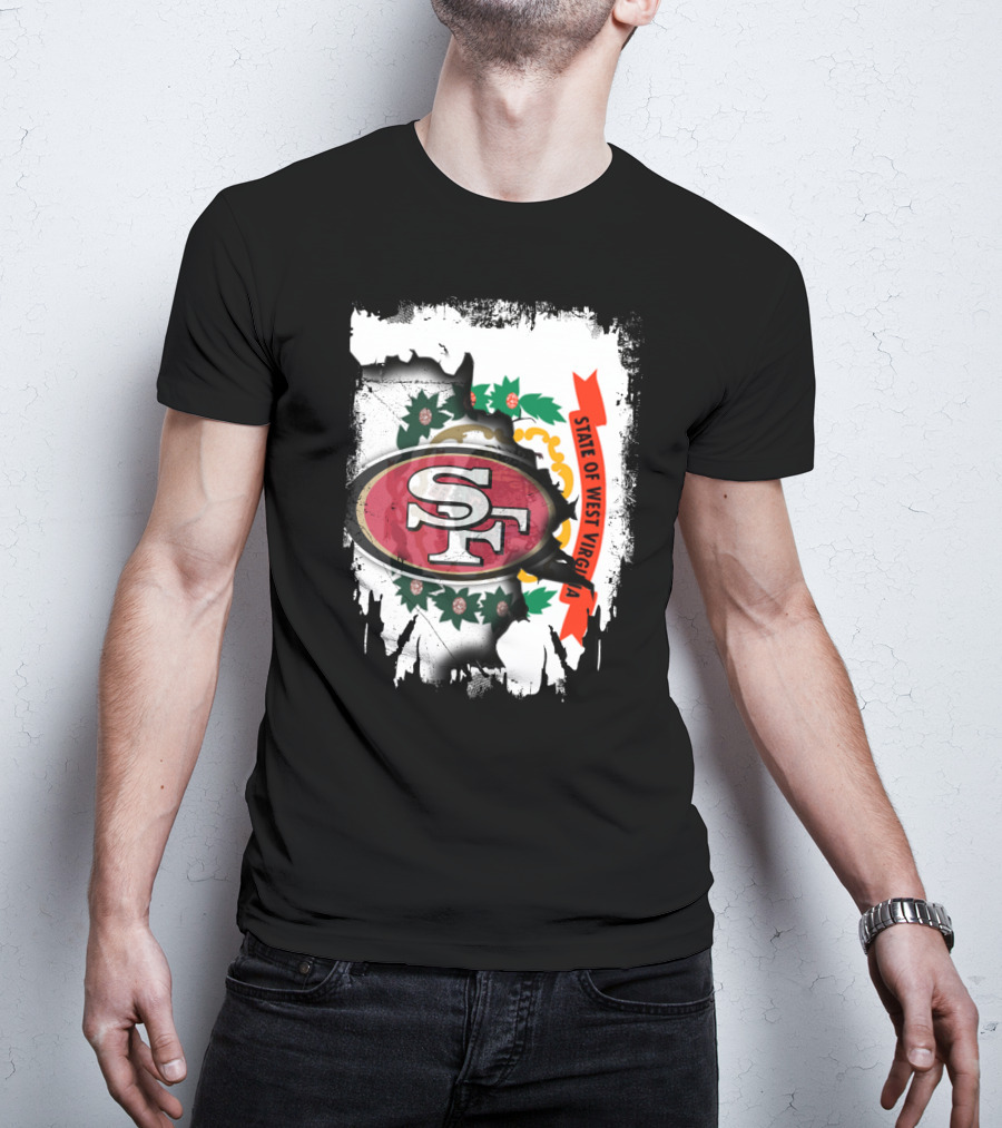 West Virginia State Emblem With San Francisco 49ers Logo Integration T-Shirt