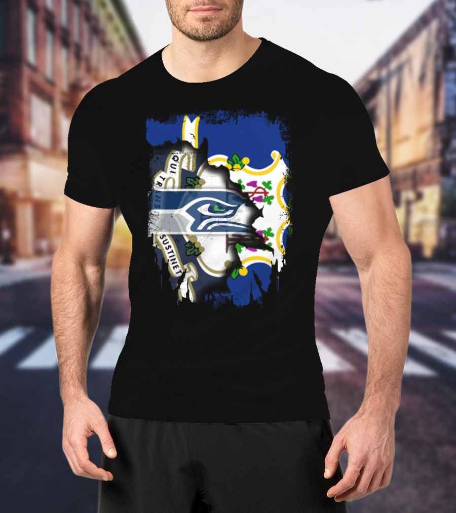Connecticut State Pride With Seattle Seahawks T-Shirt
