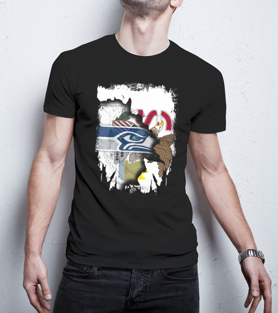 Illinois State And Seattle Seahawks Unity Emblem T-Shirt