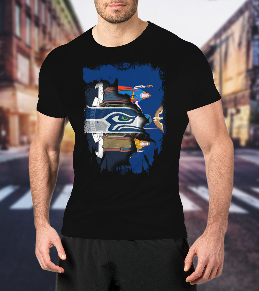 New York State Flag Merged With Seattle Seahawks T-Shirt