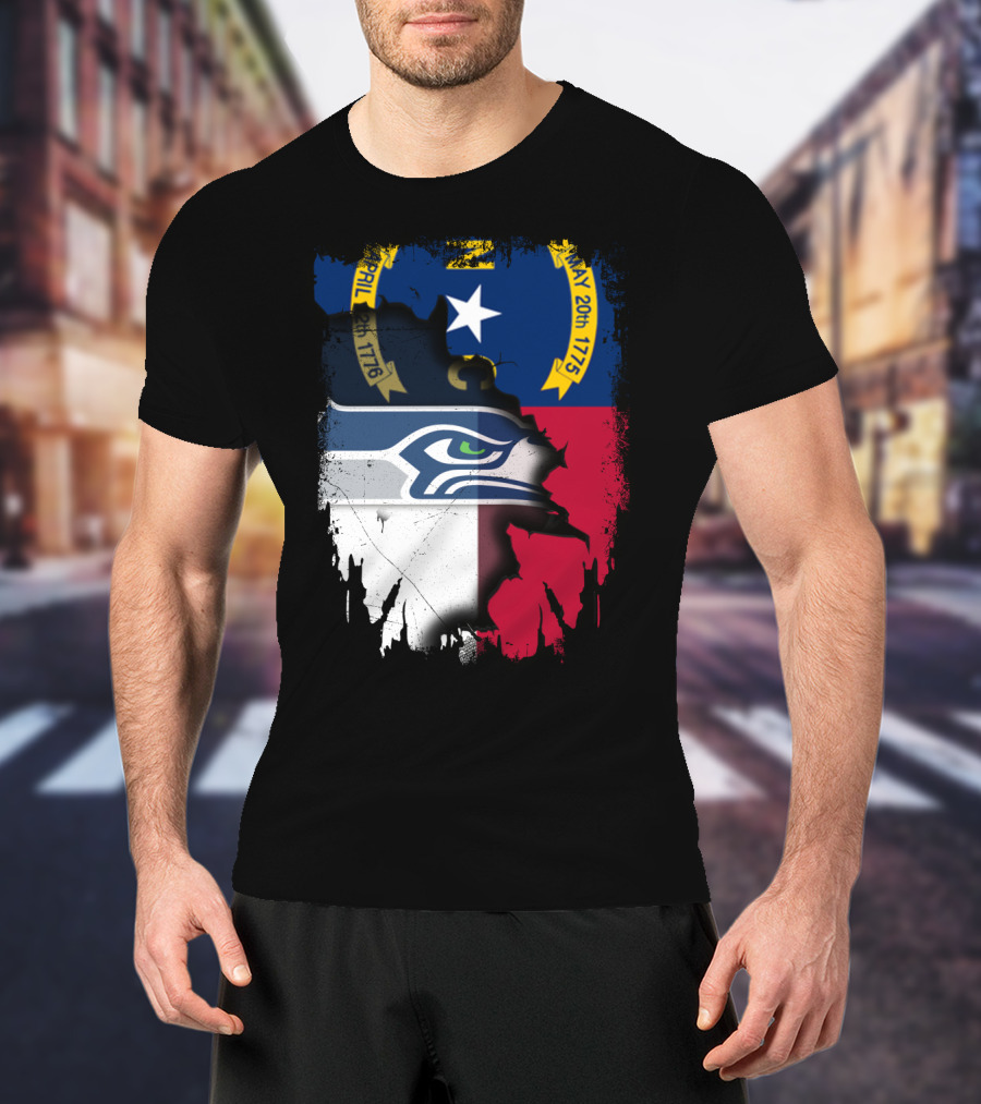 Together North Carolina Flag With Seattle Seahawks T-Shirt