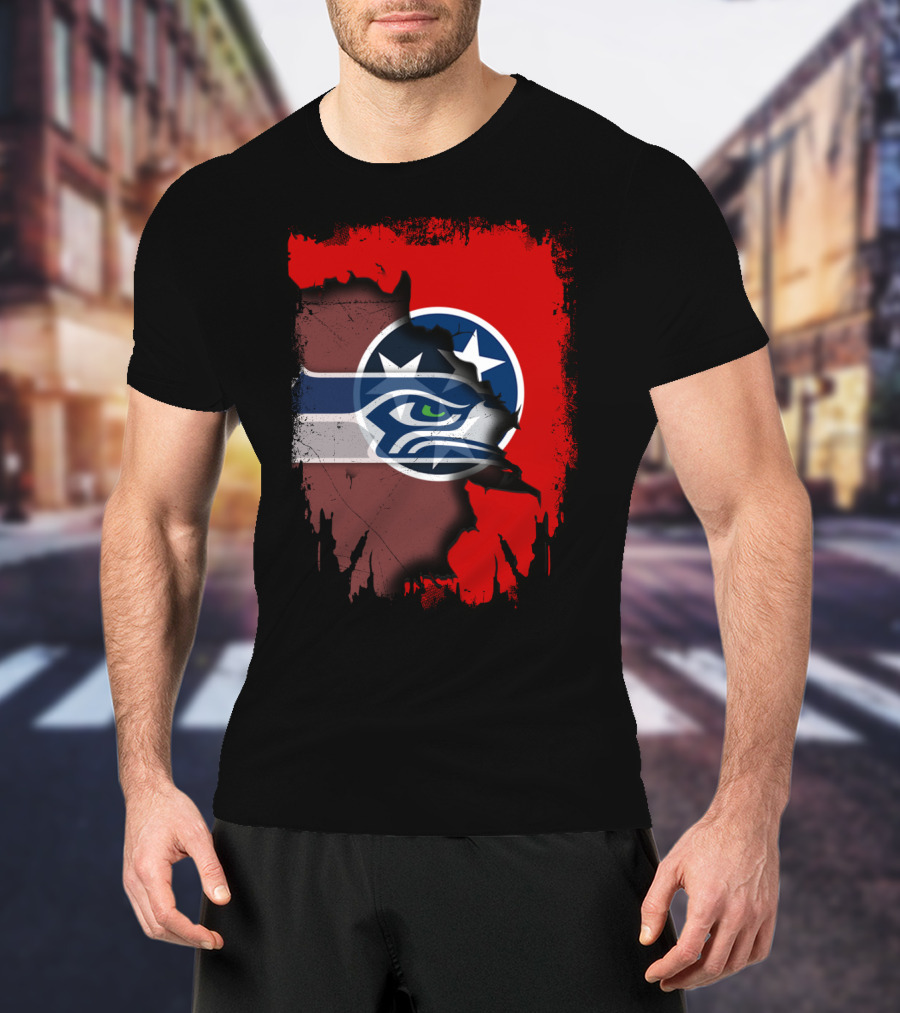 Tennessee Flag Seahawks Logo Fusion T-Shirt