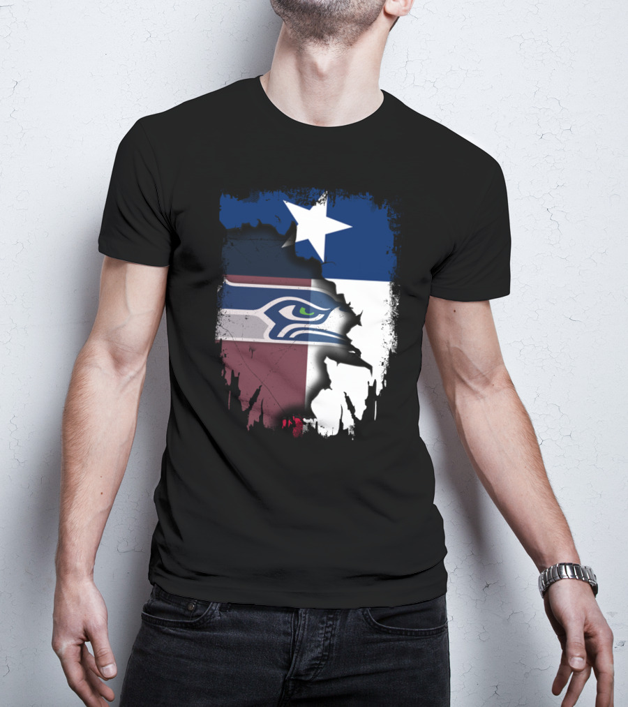 Texas And Seahawks United With Lone Star Sea Hawk T-Shirt