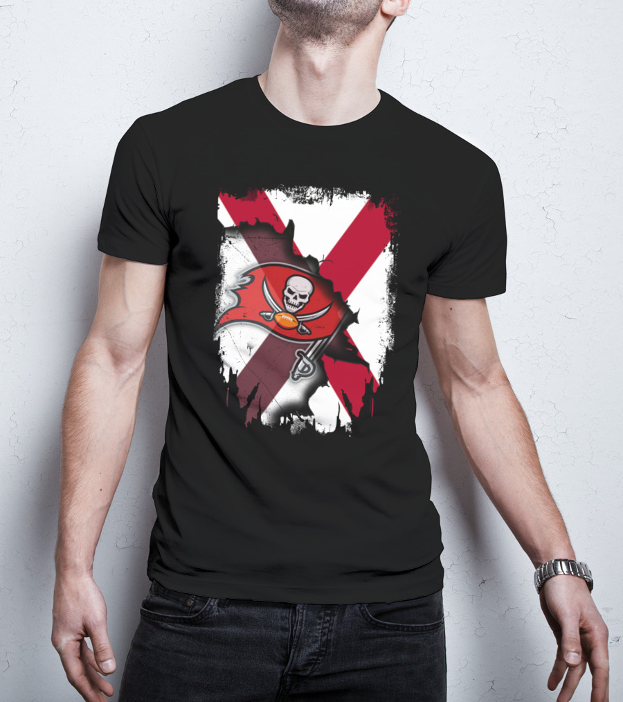 Alabama State Flag With Buccaneers Logo Together T-Shirt