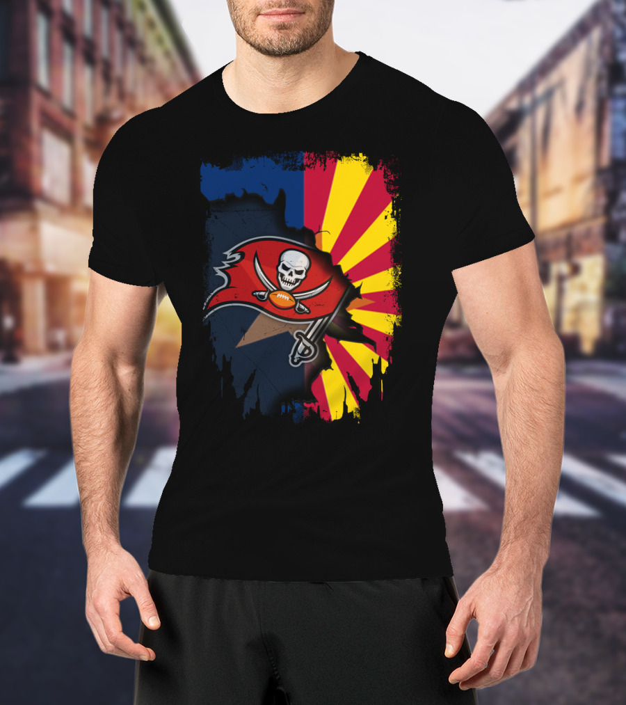 Arizona State Flag And Buccaneers Logo Together T-Shirt