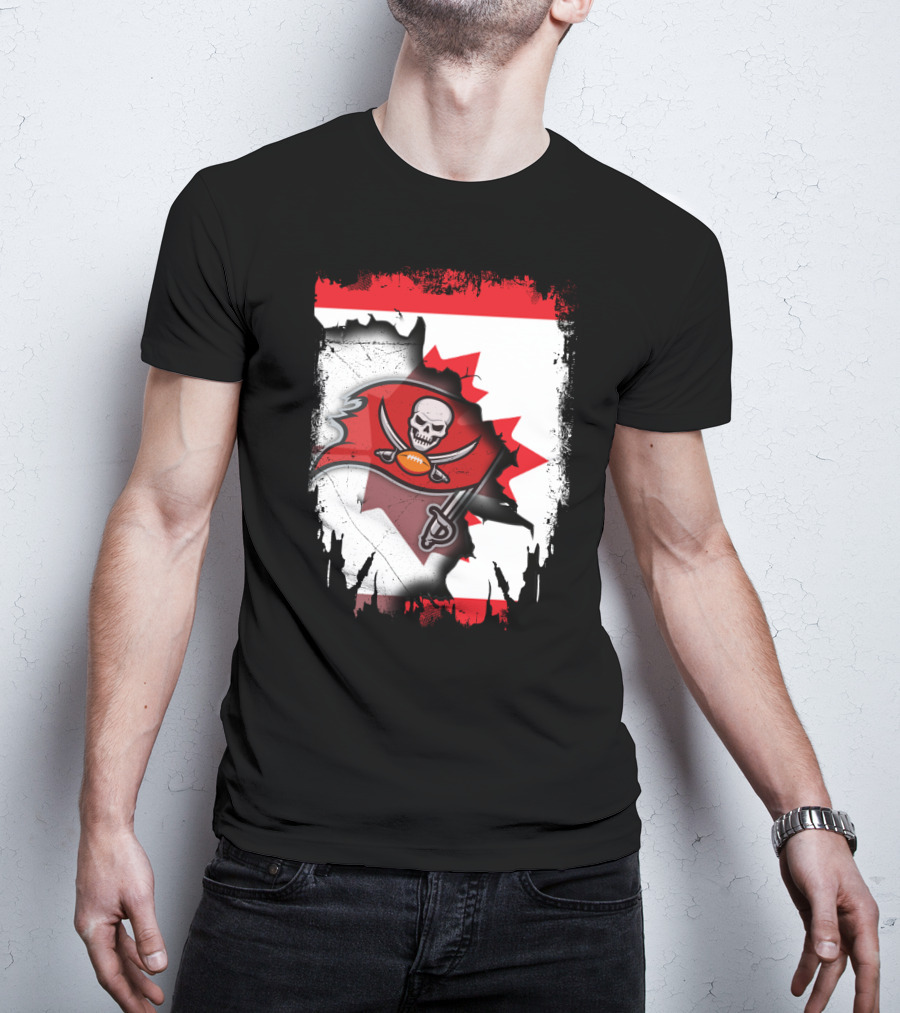 Canada Flag Buccaneers Football Fusion T-Shirt