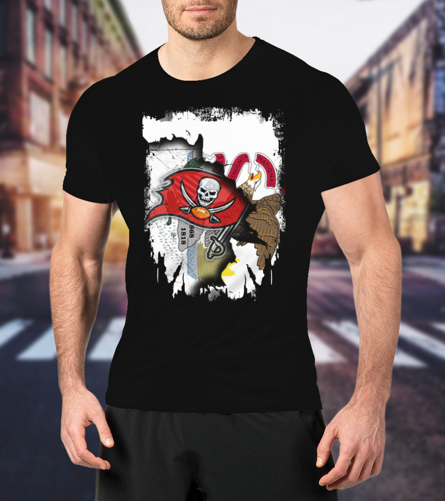 Union Illinois With Buccaneers Flag And Eagle 1868 Elements T-Shirt