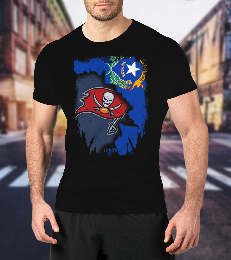 Nevada State With Buccaneers Football Flag Integration T-Shirt