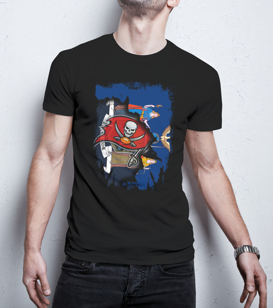 Together New York With Buccaneers Flag Logo And State T-Shirt
