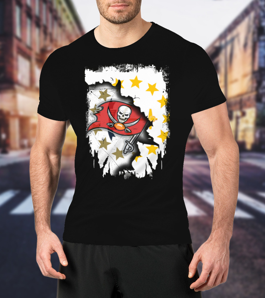 Together Rhode Island With Buccaneers Flag And Stars T-Shirt
