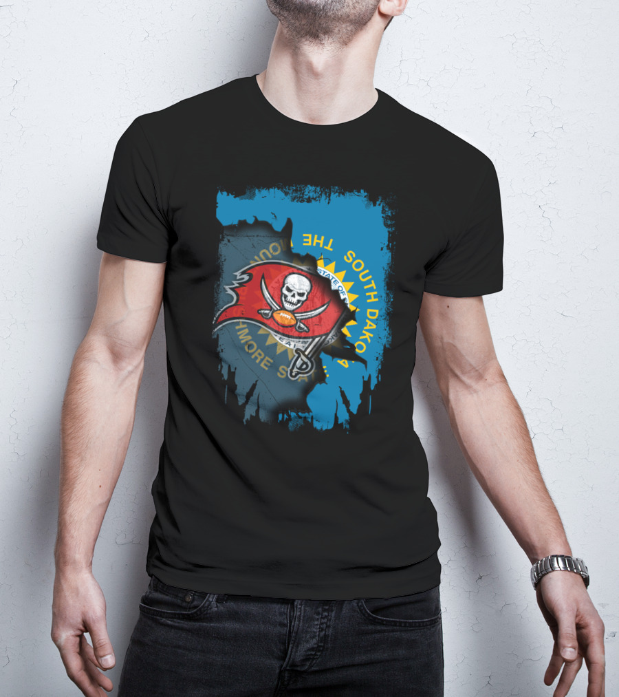 Together South Dakota Buccaneers Skull Football Flag Fusion T-Shirt