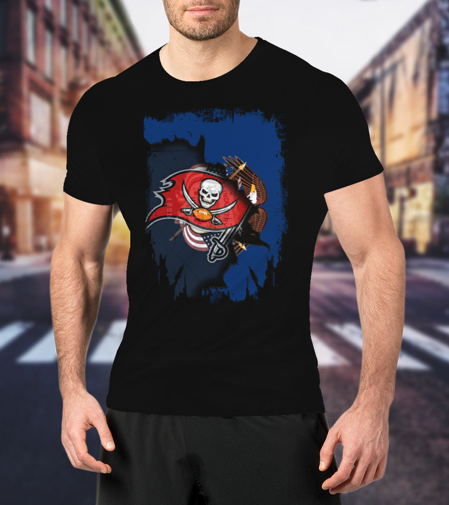 Together Utah Buccaneers American Pride Flag Eagle Skull T-Shirt