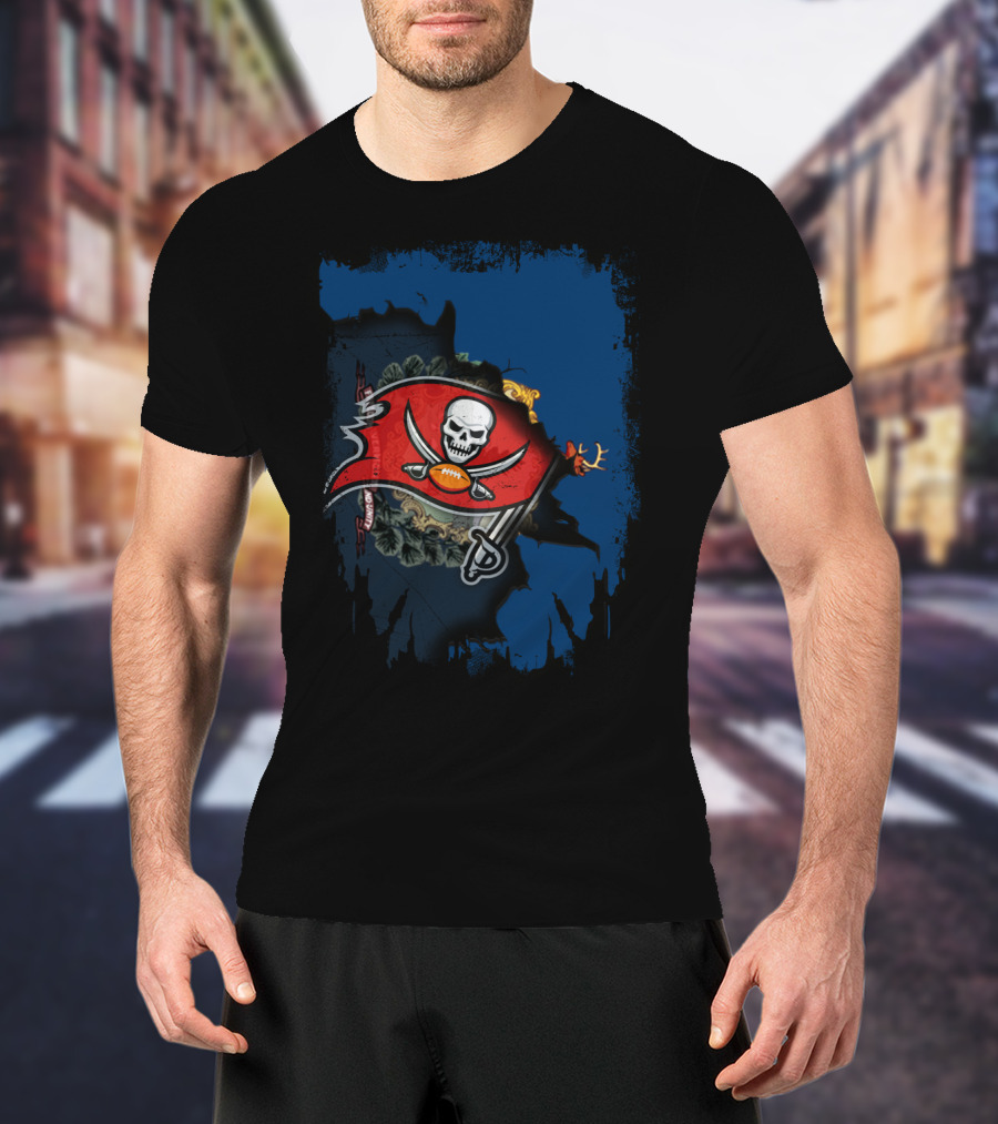 Together Vermont Buccaneers Flag With Skull And Football T-Shirt