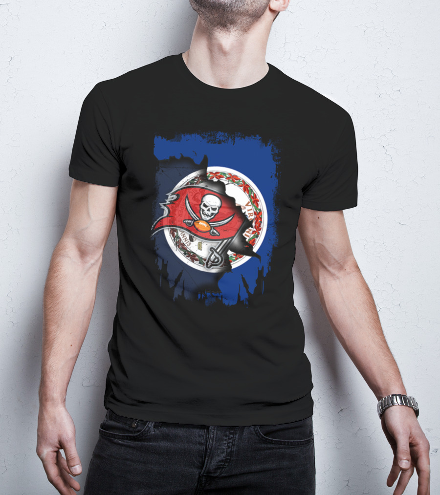 Virginia Buccaneers Unity Flag Skull Football T-Shirt