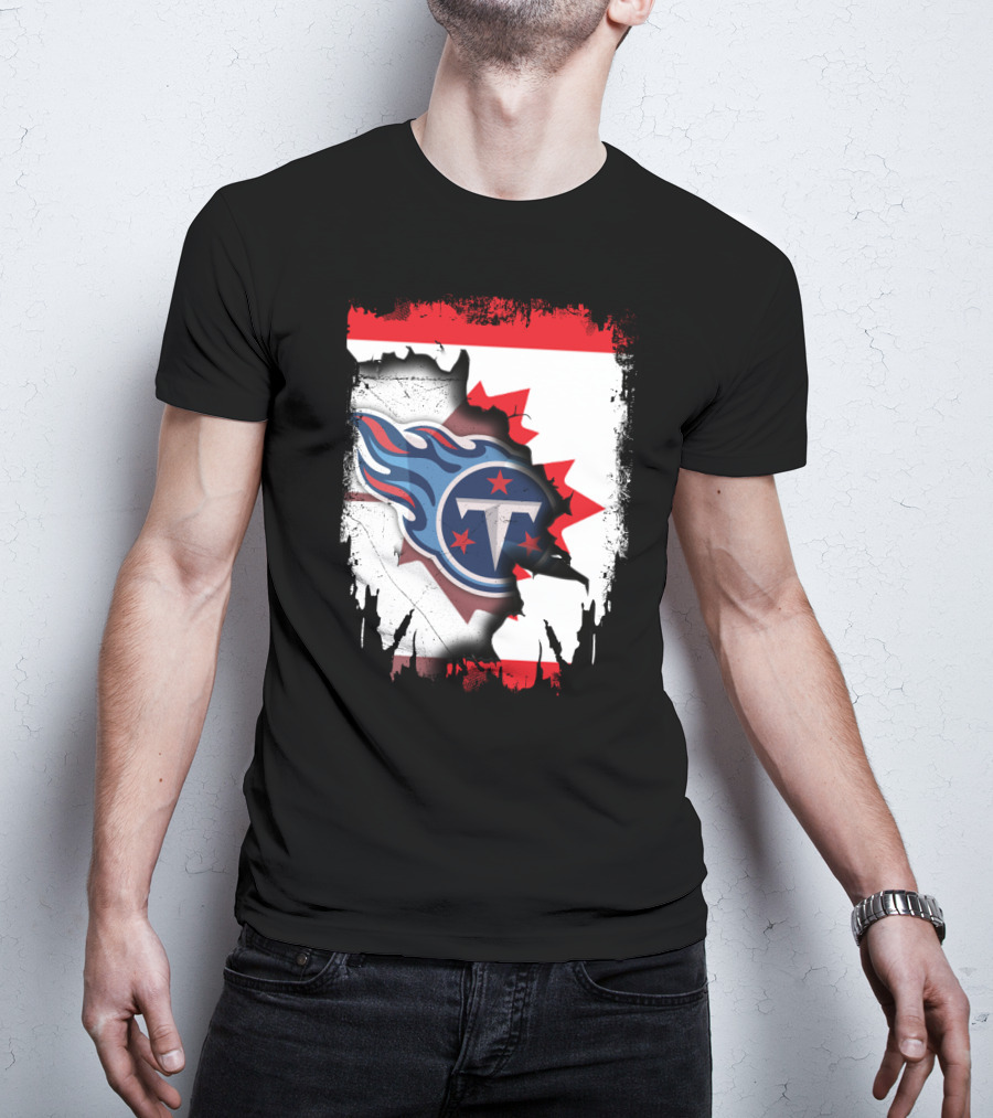 Canada Titans NFL Collaboration With Canadian Flag And Tennessee T-Shirt