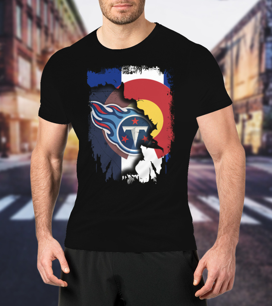 Together Colorado With Titans Logo Overlapping State Flag Colors T-Shirt