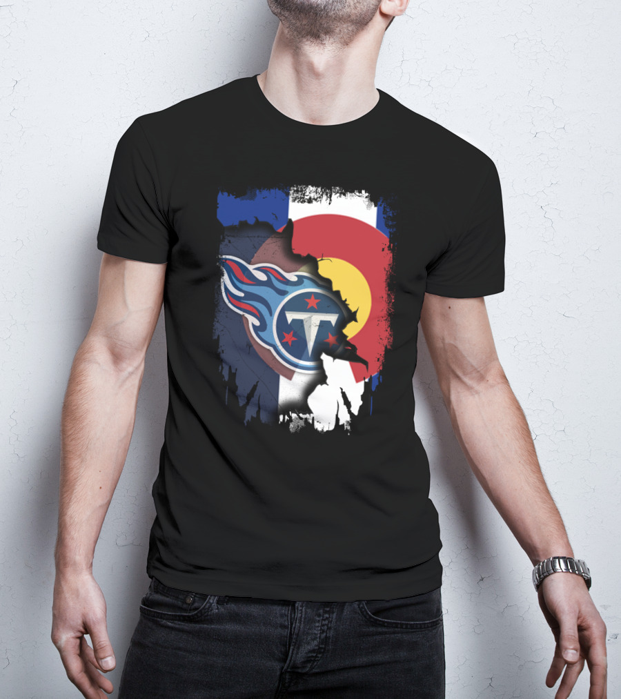 Together Colorado With Titans Logo Overlapping State Flag Colors T-Shirt