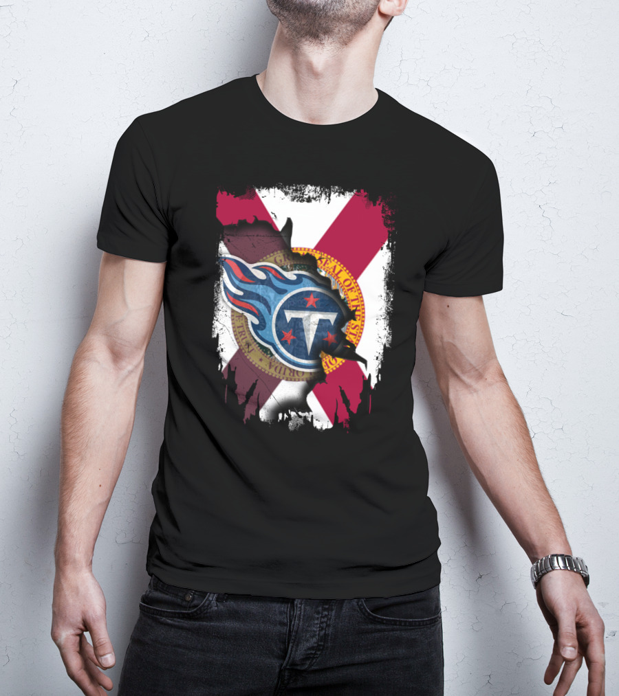 Florida State Flag And Tennessee Titans Logo Fusion T-Shirt