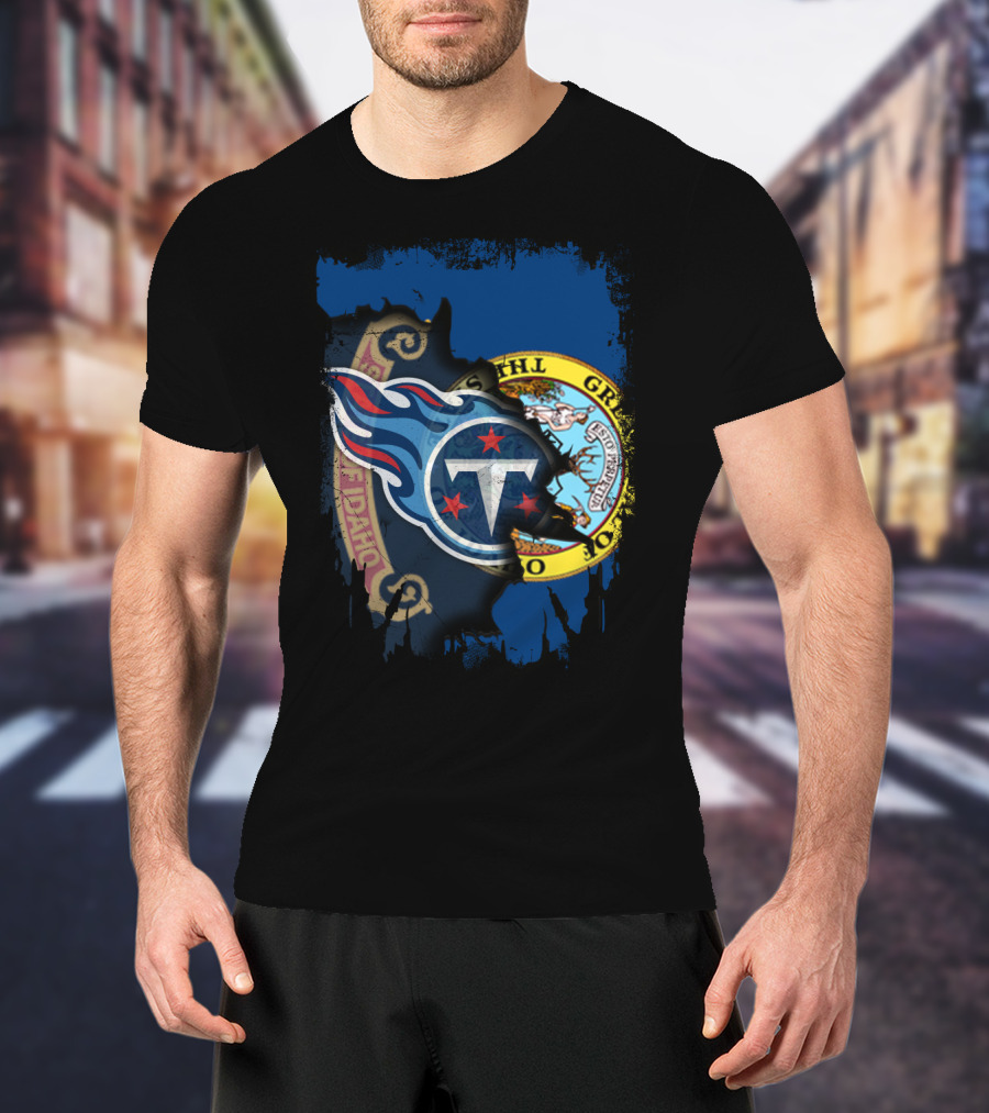 Together Idaho State Seal With Tennessee Titans Logo Fusion T-Shirt