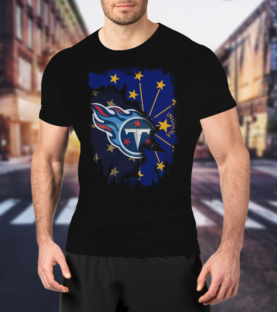 Indianapolis Indiana Meets Tennessee Titans Logo Collaboration T-Shirt