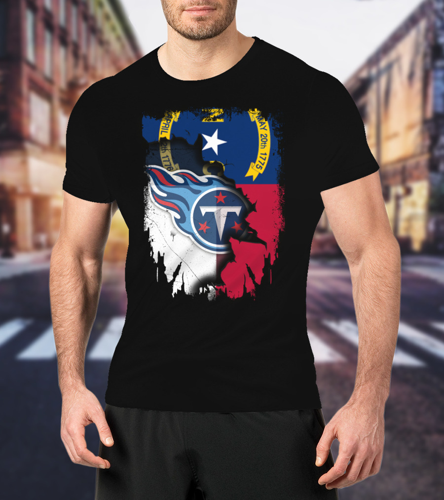 North Carolina State Pride With Tennessee Titans Logo Fusion T-Shirt