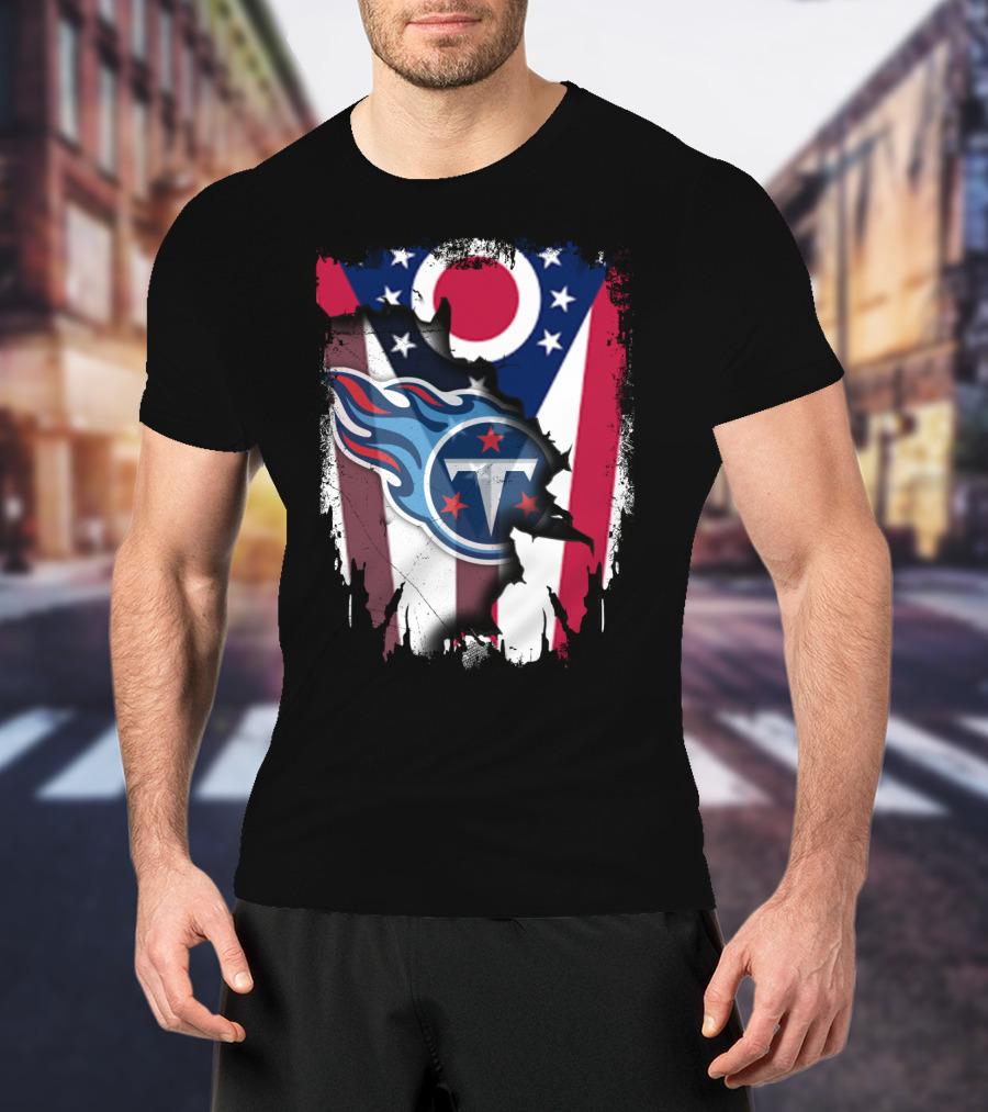 Ohio Flag With Tennessee Titans Logo Together T-Shirt