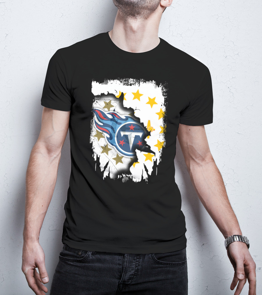 Titans Logo With Rhode Island State Flag Stars T-Shirt