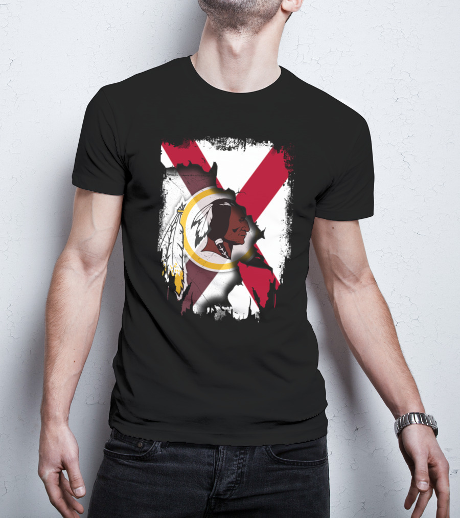 Alabama Flag Overlay With Washington Redskins T-Shirt
