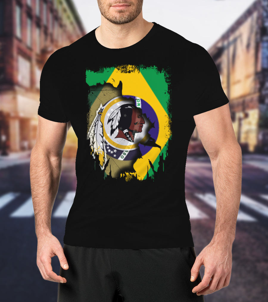Together Brazil Flag With Redskins Football Team T-Shirt