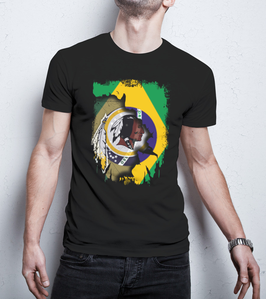 Together Brazil Flag With Redskins Football Team T-Shirt