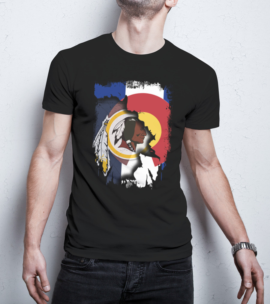 Colorado Flag Redskins Logo Together T-Shirt