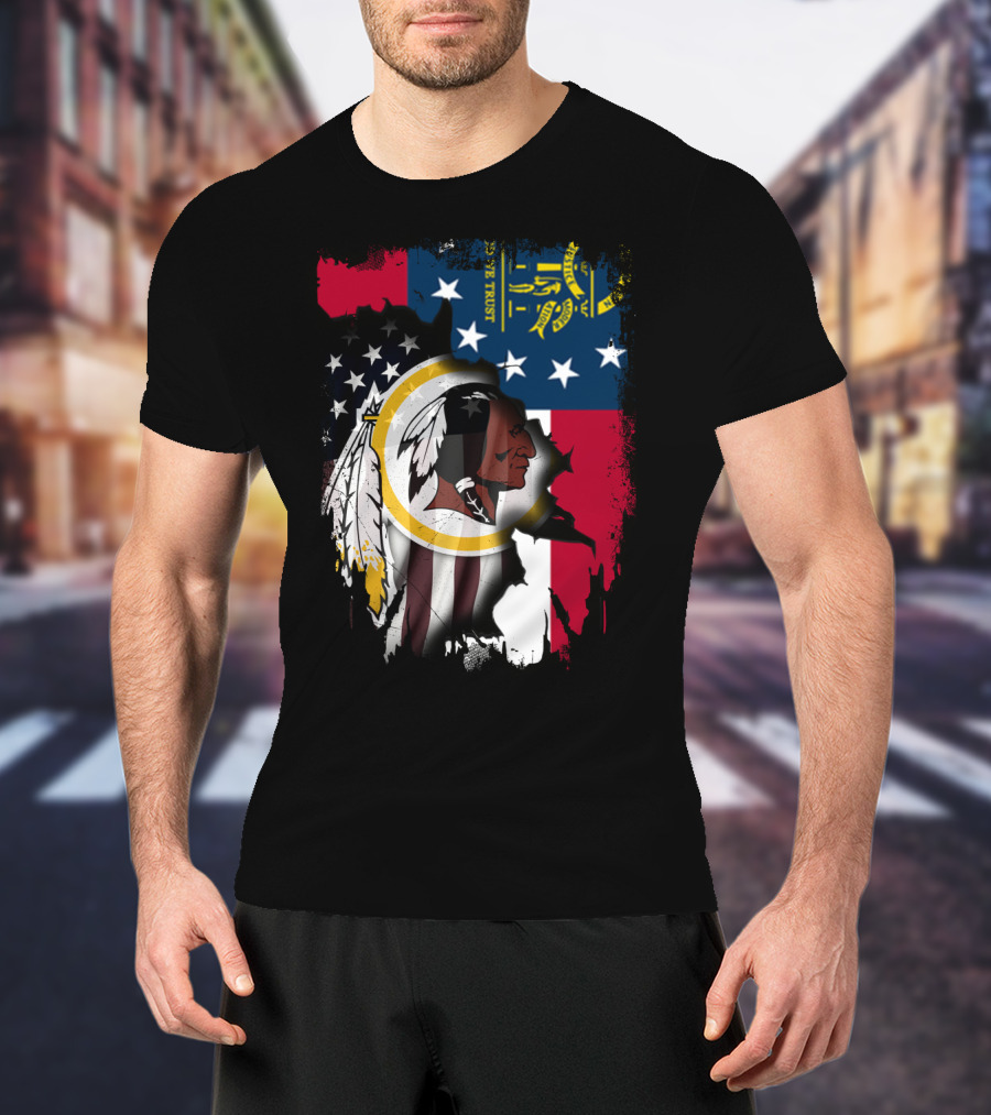 Georgia State Flag Merged With Washington Redskins T-Shirt