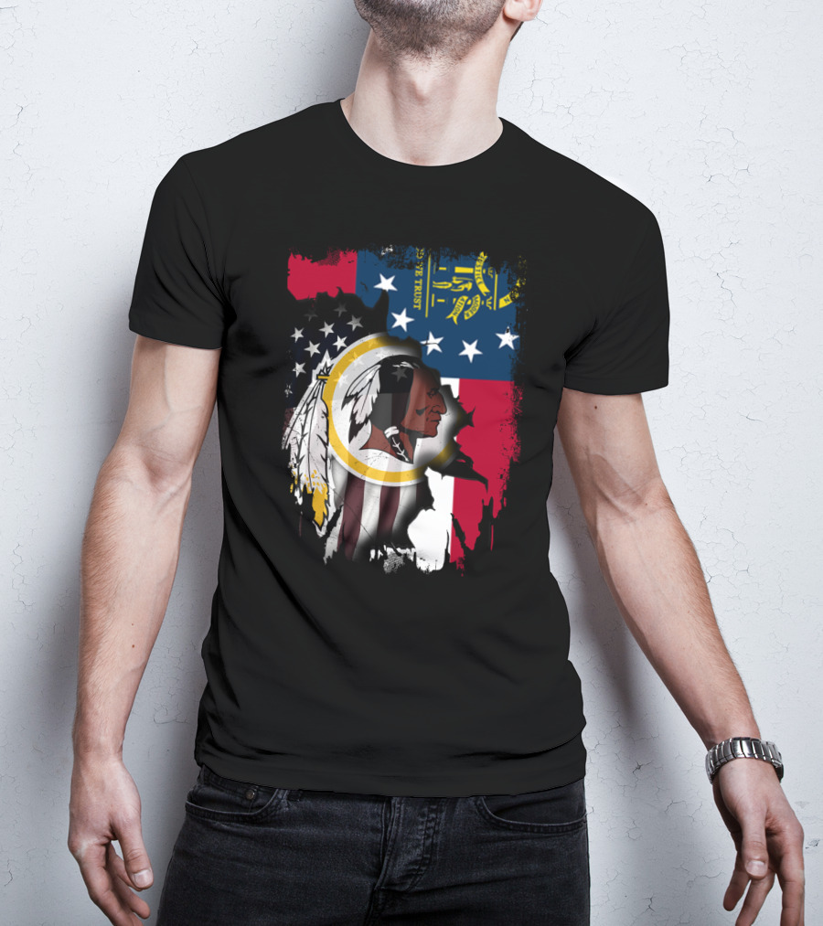 Georgia State Flag Merged With Washington Redskins T-Shirt