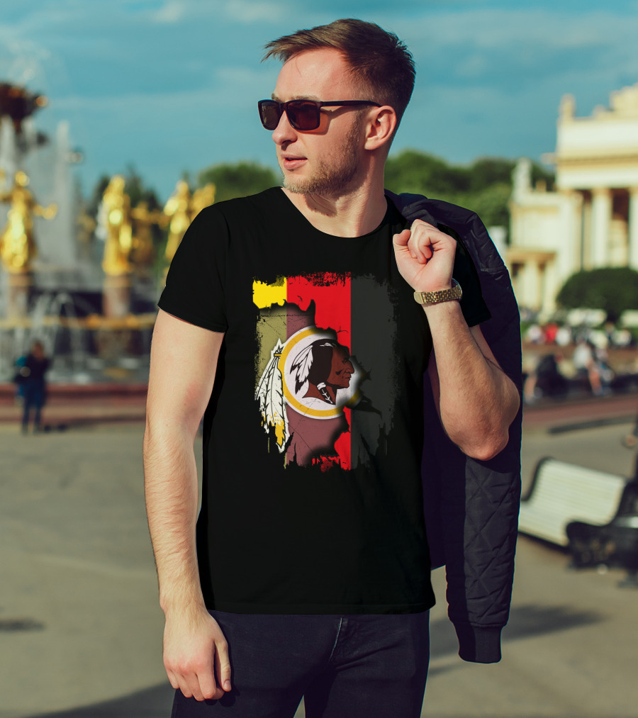 Germany Flag And Washington Football Team Logo Fusion T-Shirt