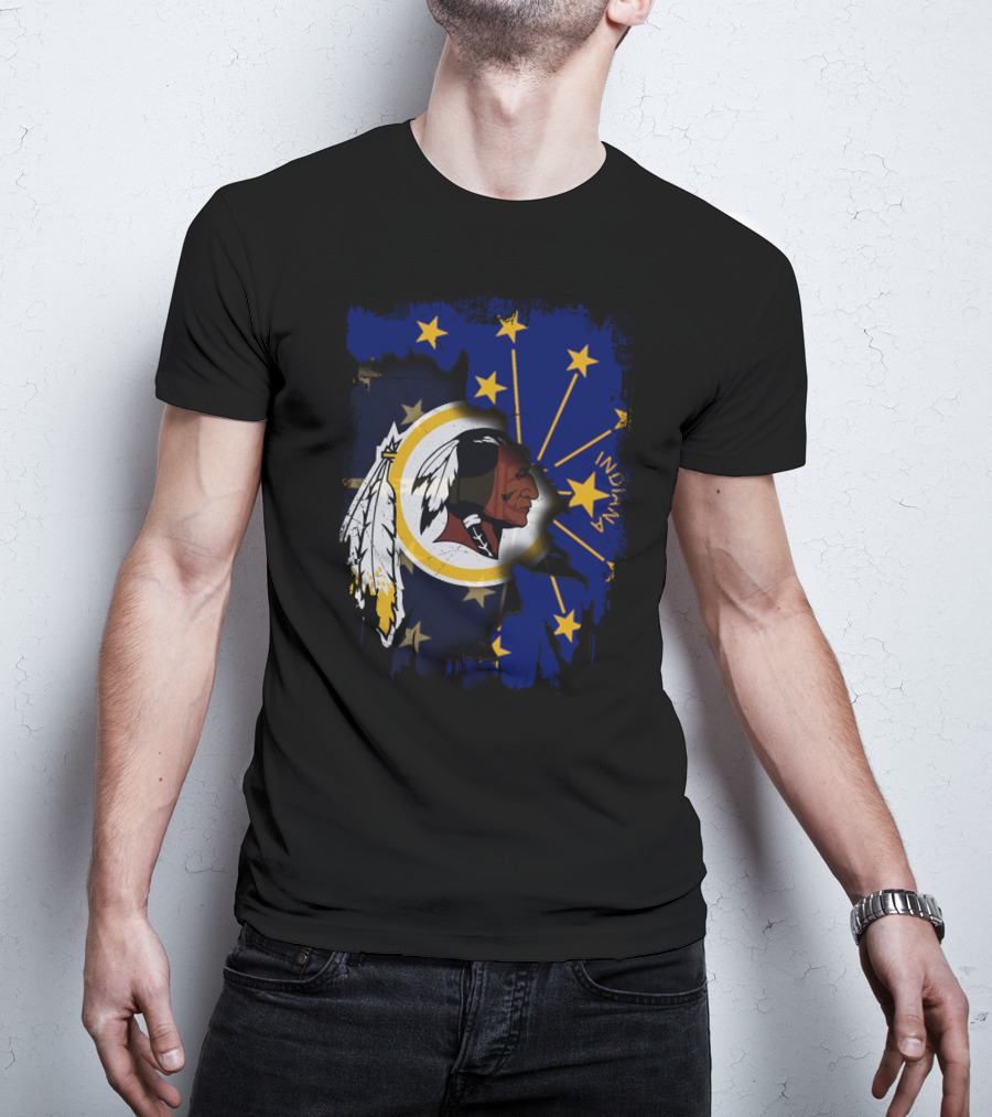 Indiana Stars And Redskins Logo Fusion T-Shirt