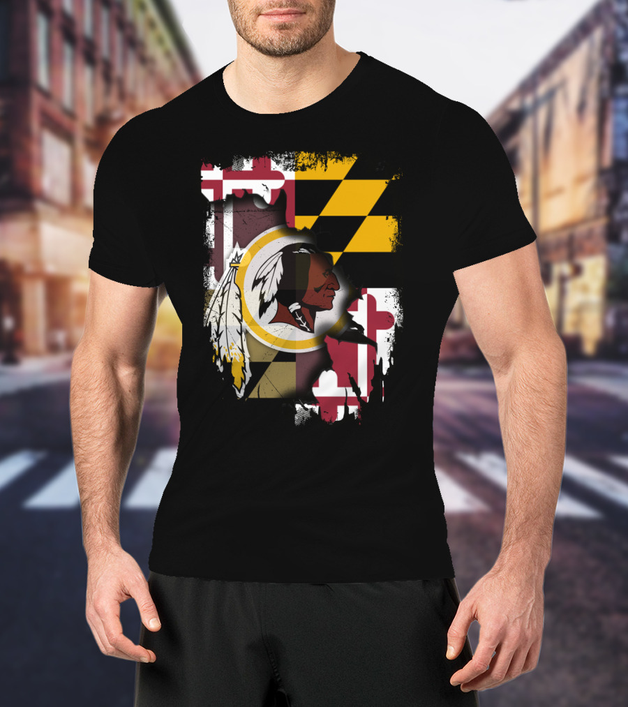 Maryland Flag With Washington Redskins T-Shirt
