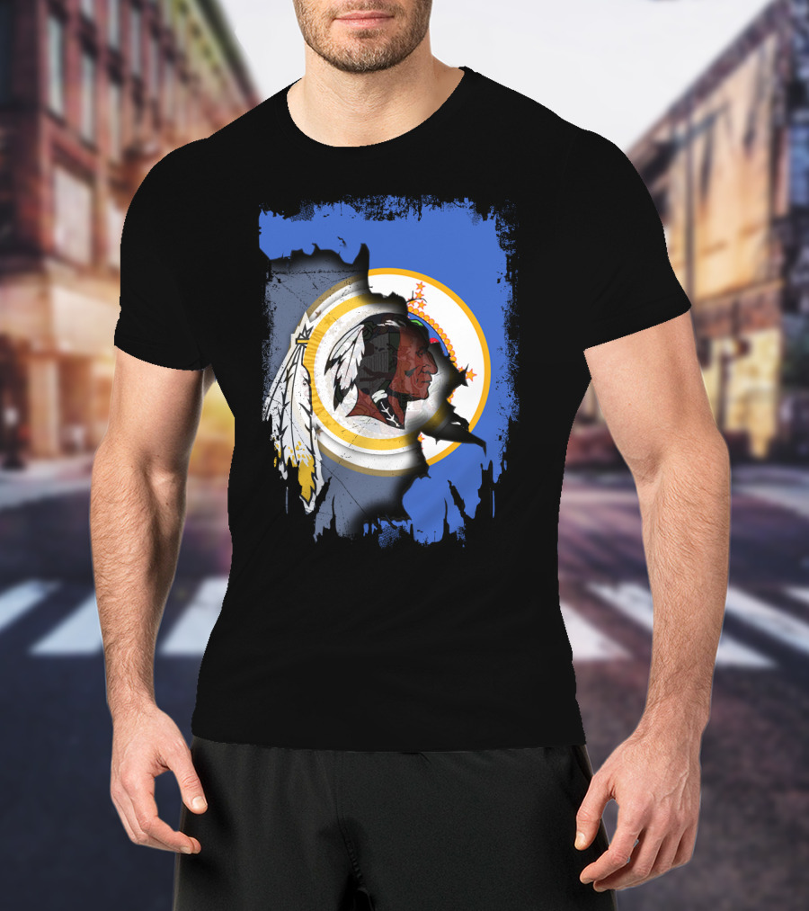 Together Minnesota With Redskins Vintage Logo And State Silhouette T-Shirt