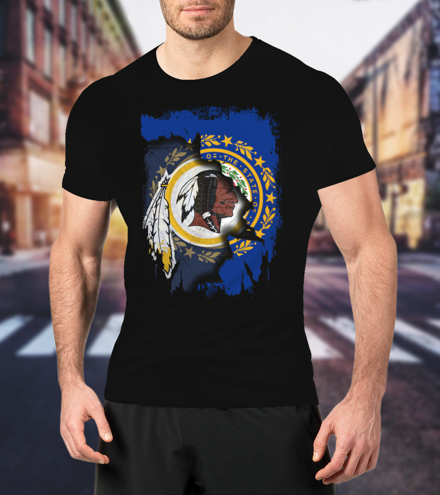 New Hampshire State Seal Blended With Historical Redskins T-Shirt